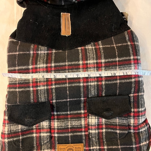 fabdog Dog Jacket - Soft & Durable Wool Shearling Coat -Black plaid - Picture 7 of 10